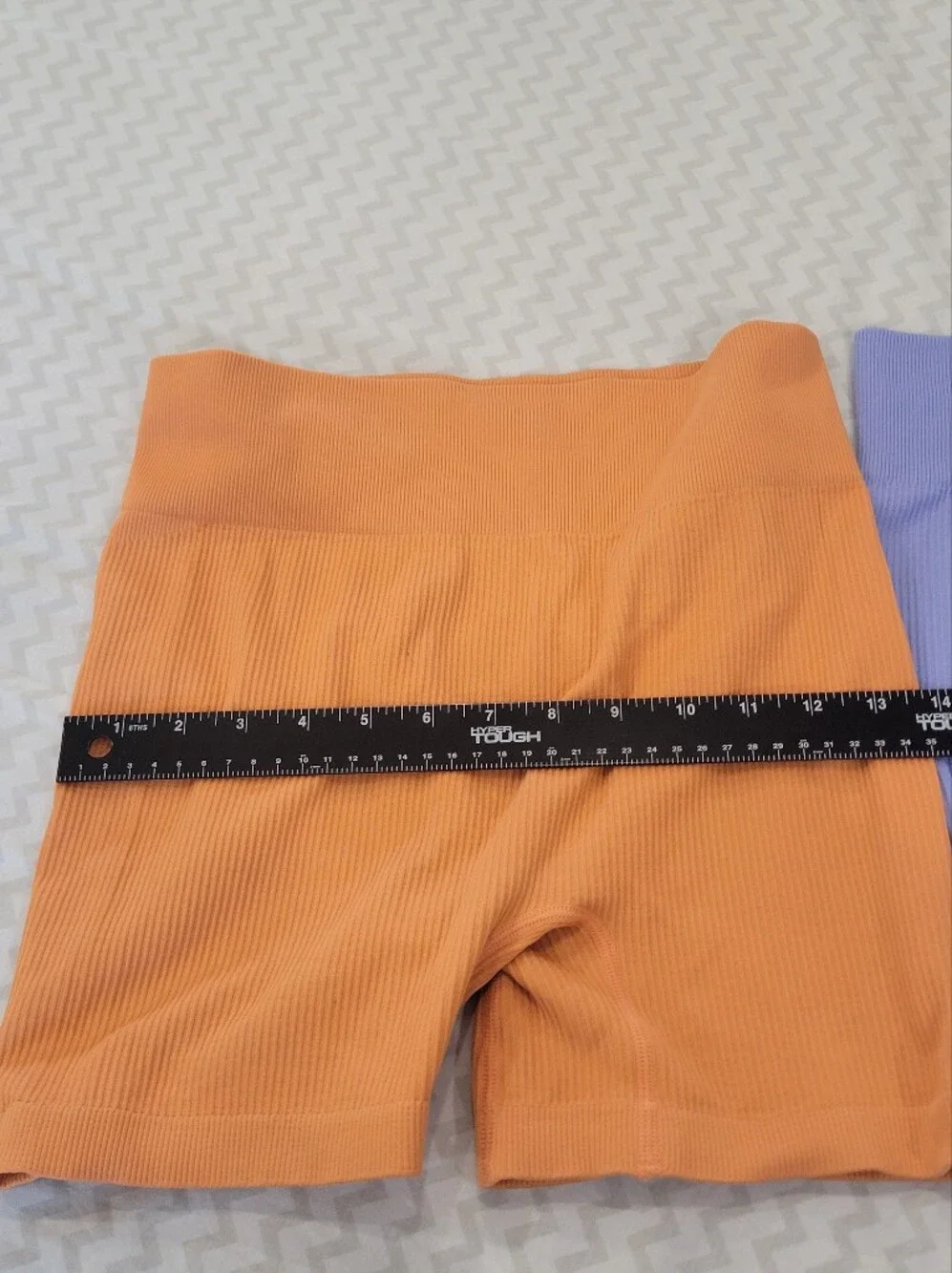 Ribbed High-Waist Bike Shorts - Orange & Lavender Sz Large - Picture 5 of 7